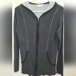 Ost Gray Knit Zip-Up Hooded Leisurewear